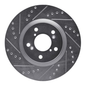 Acura TL Brake Rotor (1) - Front Left - R1 Concepts - Drilled & Slotted - Silver - `09-`14